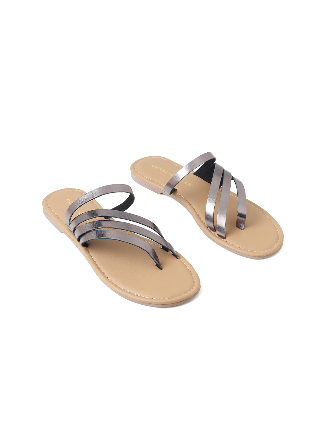 CHAAL CHALAN Hattie Multi Gunmetal Strap Flats