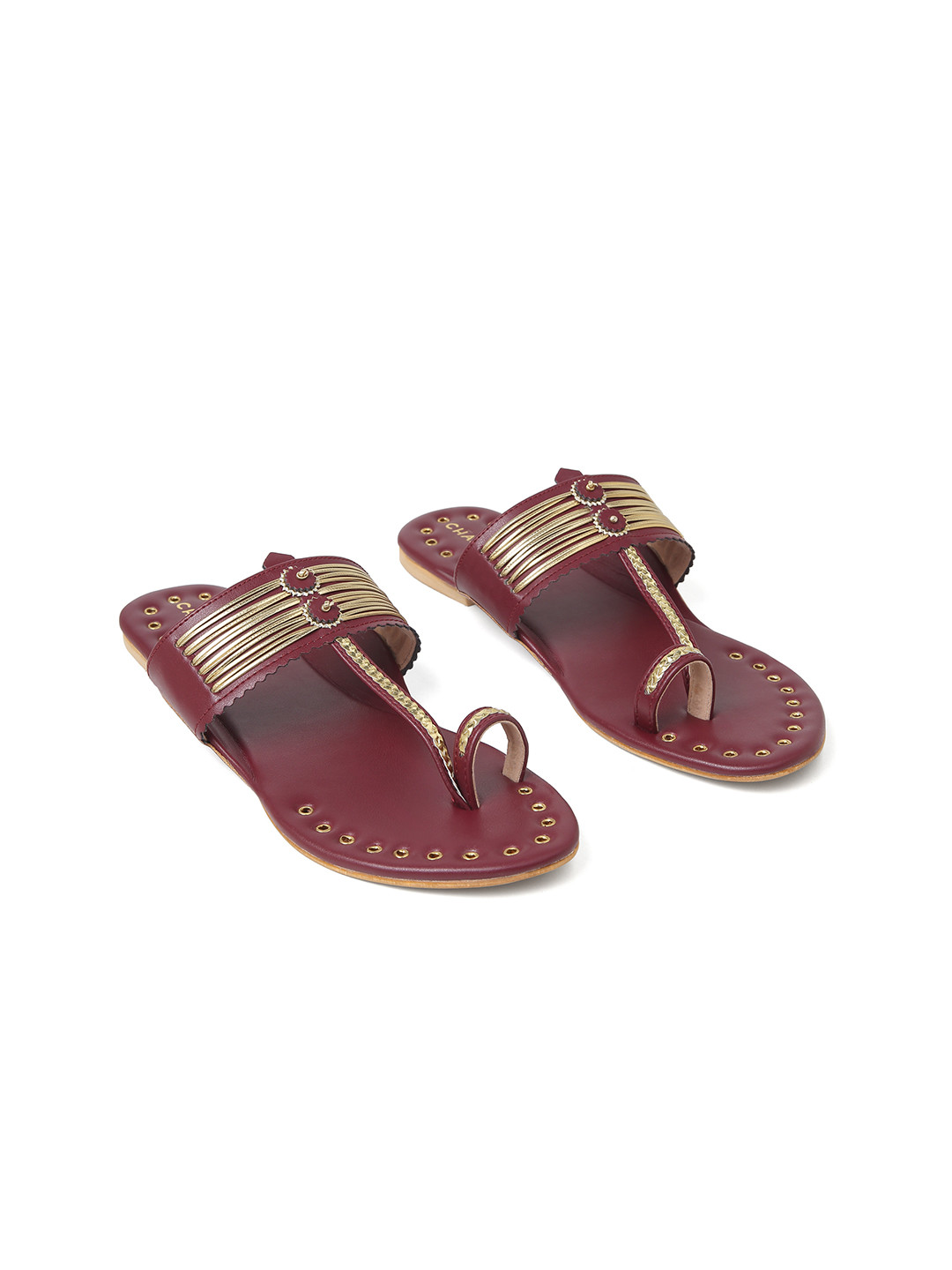 CHAAL CHALAN Sia Maroon Kolhapuri Flats