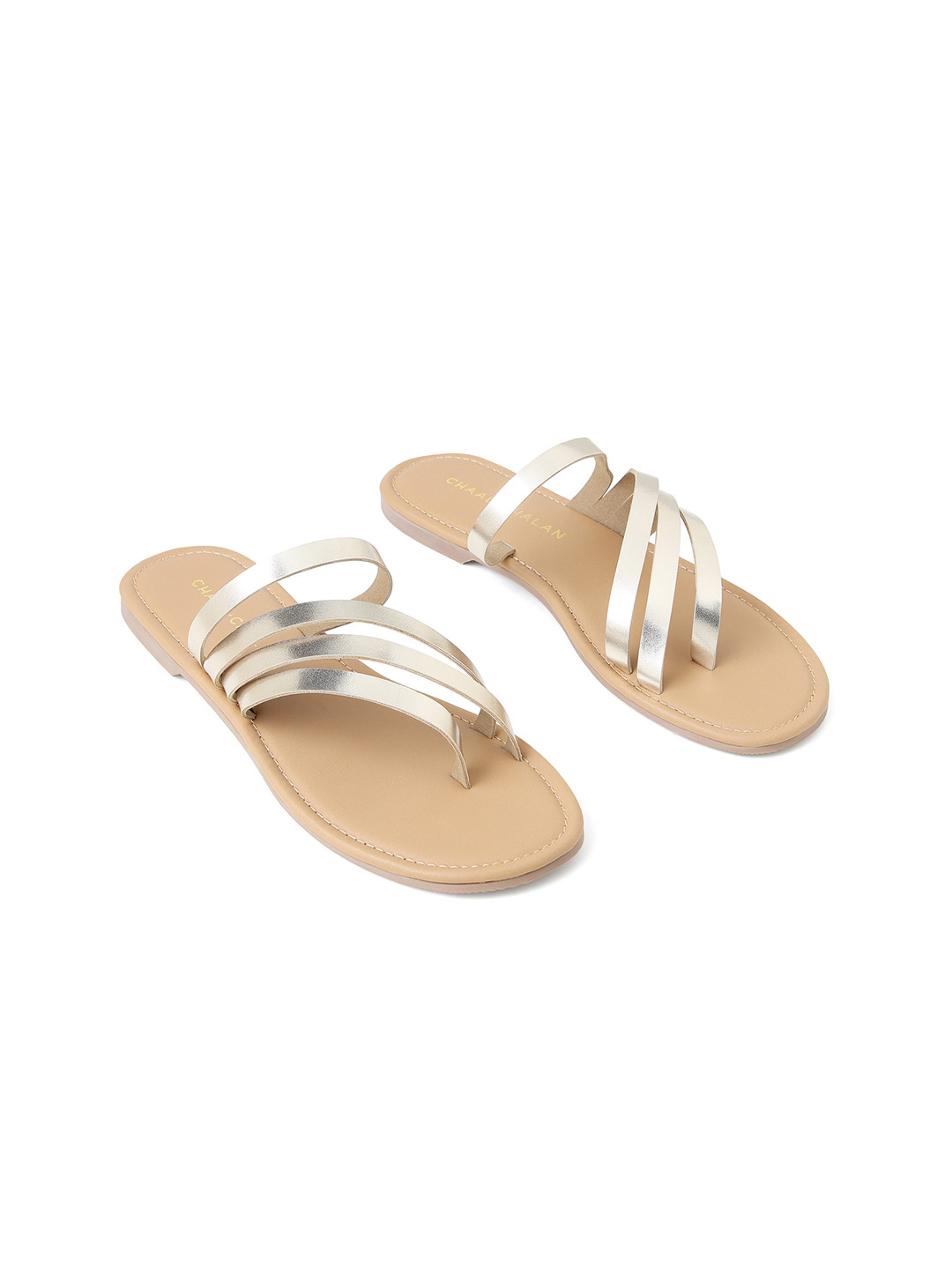 CHAAL CHALAN Hattie Multi Bronze Strap Flats