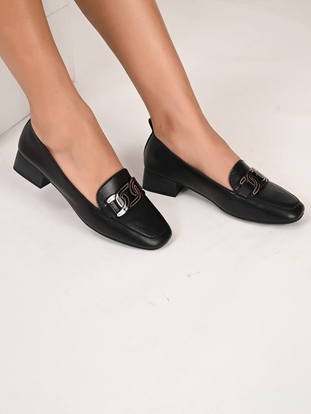 San Marino by Shoe Bank Work Block Loafers with Buckles