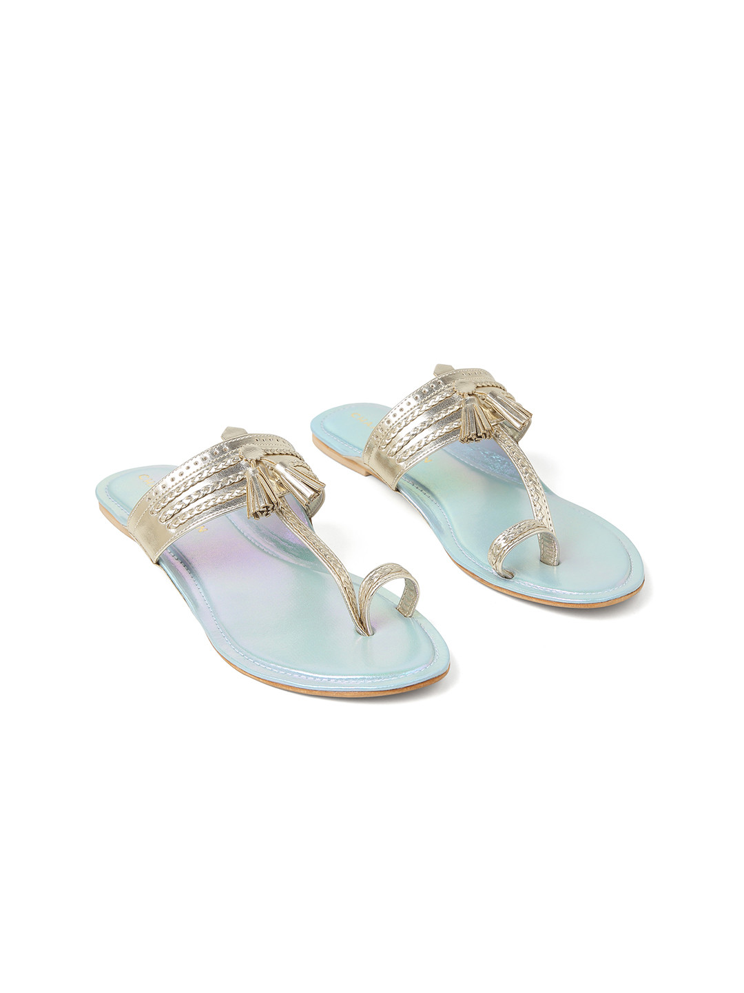 CHAAL CHALAN Adana Blue Kolhapuri Flats