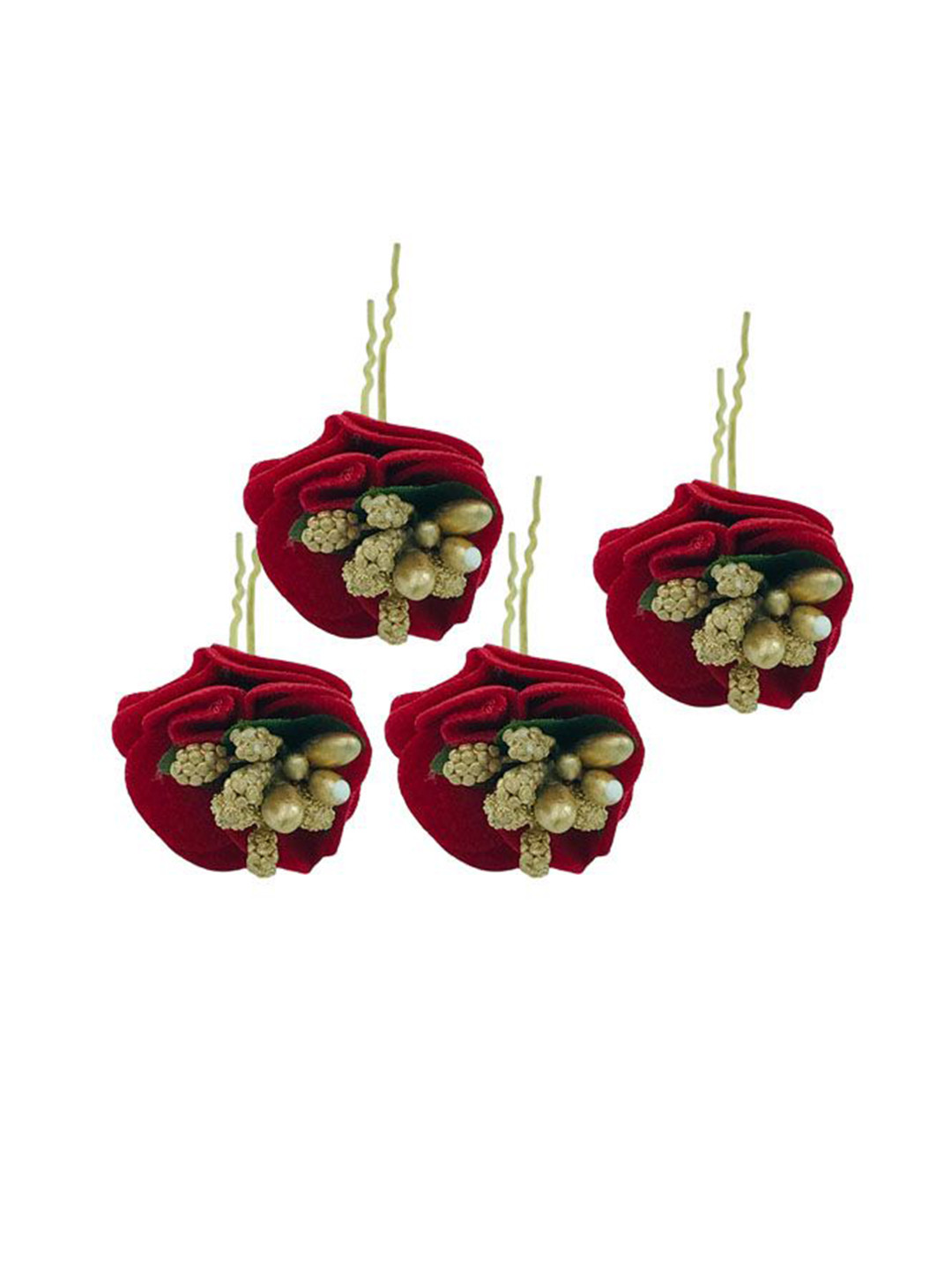 GADINFASHION Women Set of 4 Handmade Floral Bun Pin