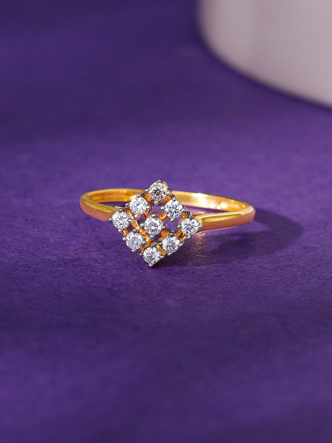 GIVA Gold Vierkant Diamond Ring-1.7 gms