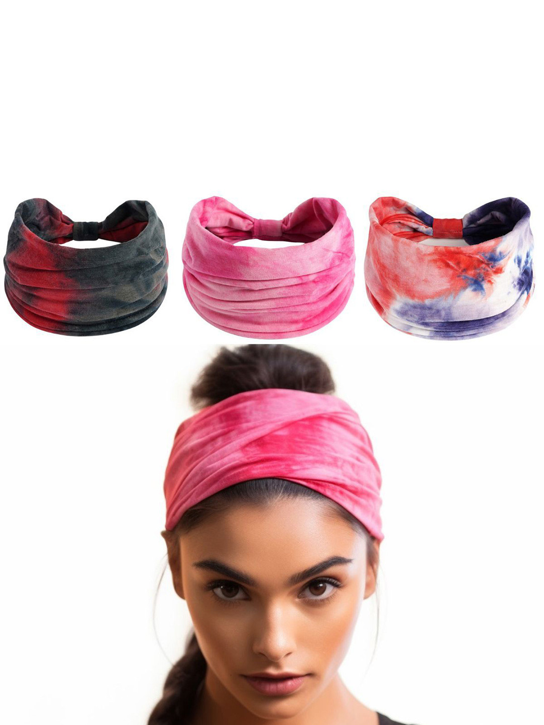 XFyt Women Pack Of 3 Tie Dye Bandana HeadBand