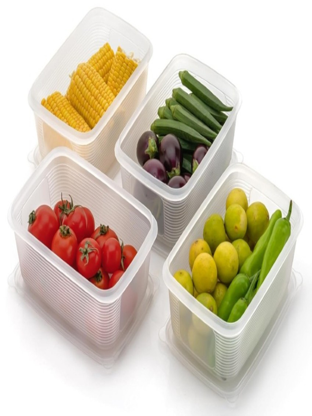 Metrolife Transparent Plastic Easy To Clean 4 Piece Flip Top Canister-1.8L