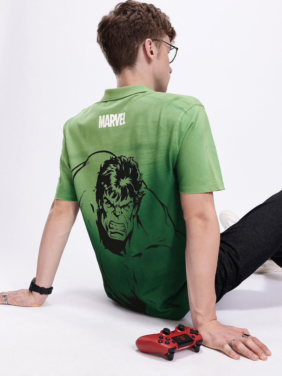 Kook N Keech Marvel Men Dyed Polo Collar T-shirt