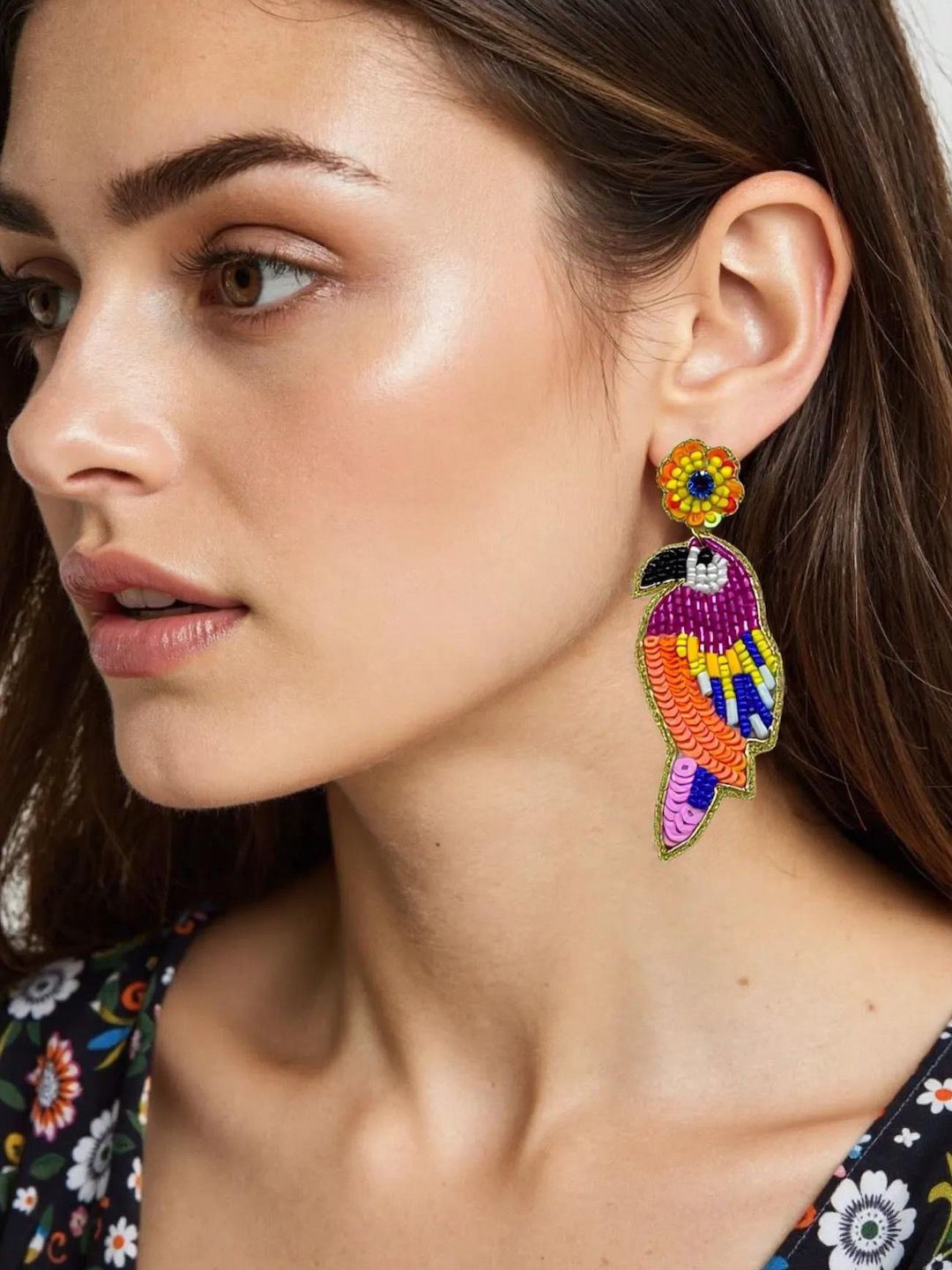 Digital Dress Room Artificial Beads Contemporary Drop Earrings