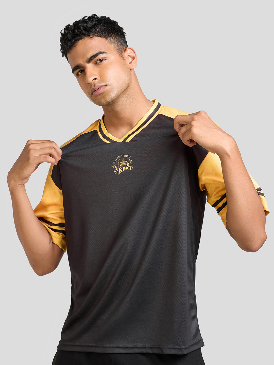 BOLDFIT Unisex CSK Printed V-Neck Dry Tech Oversized T-shirt