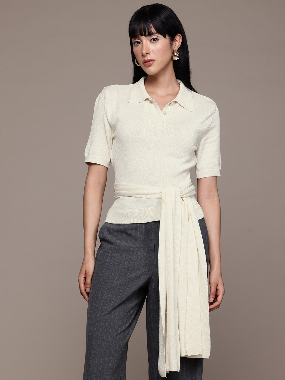 MANGO Waist Tie-Ups Top