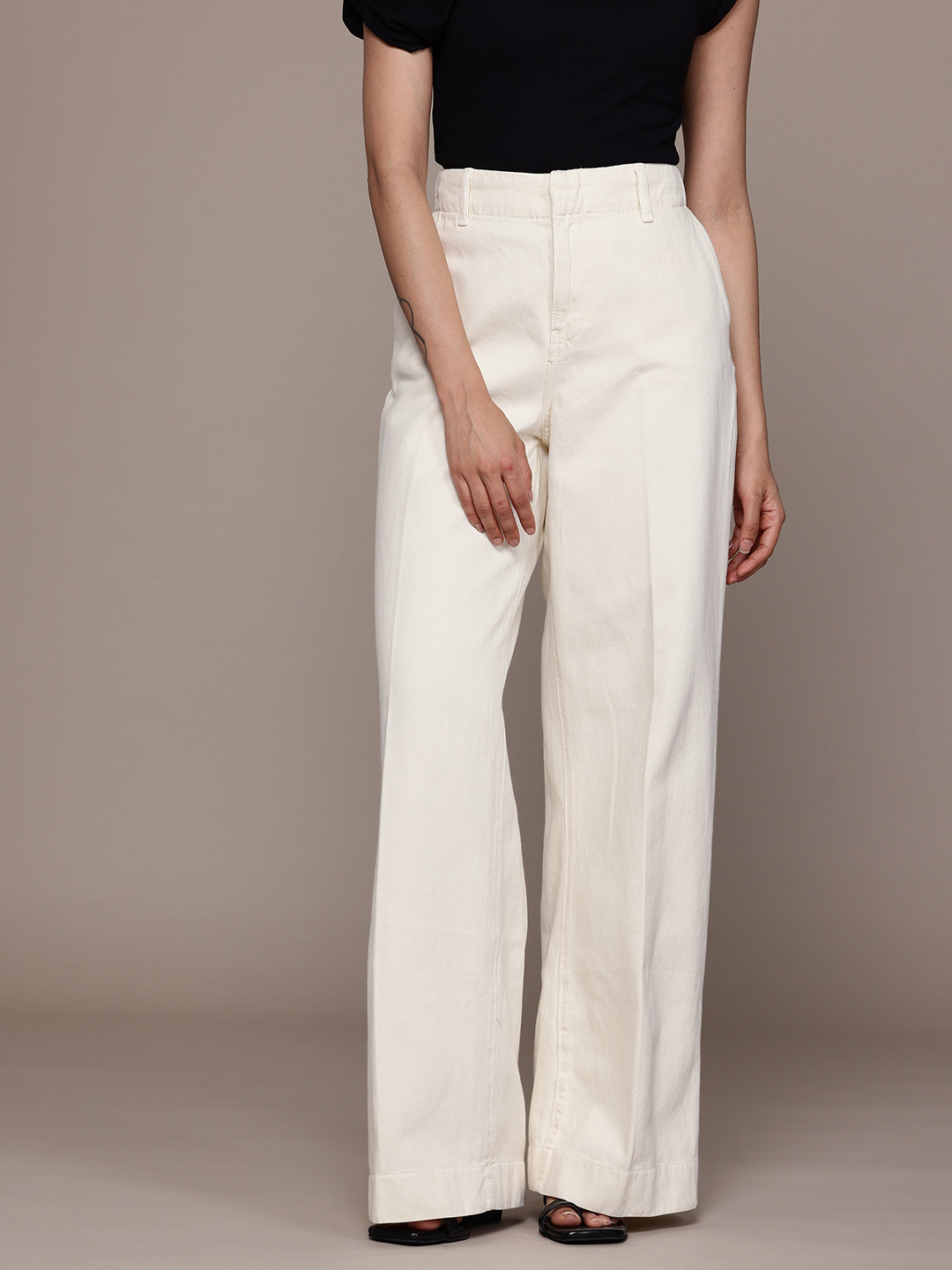 MANGO Women Wide Leg Mid-Rise Jeans