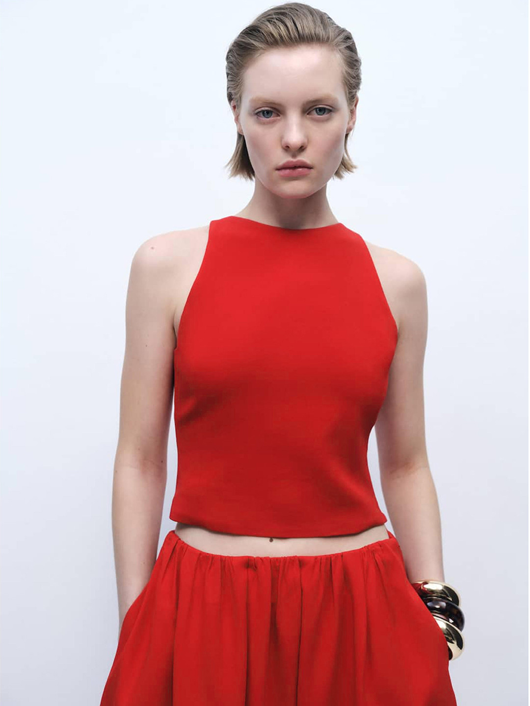 MANGO Bow Detail Open Back Crop Top