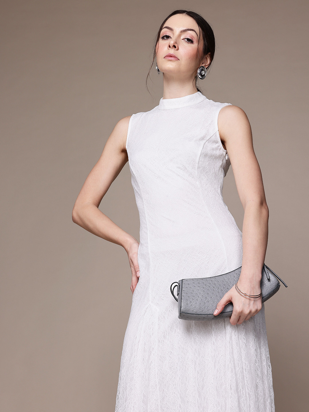 MANGO Floral Lace Maxi Dress