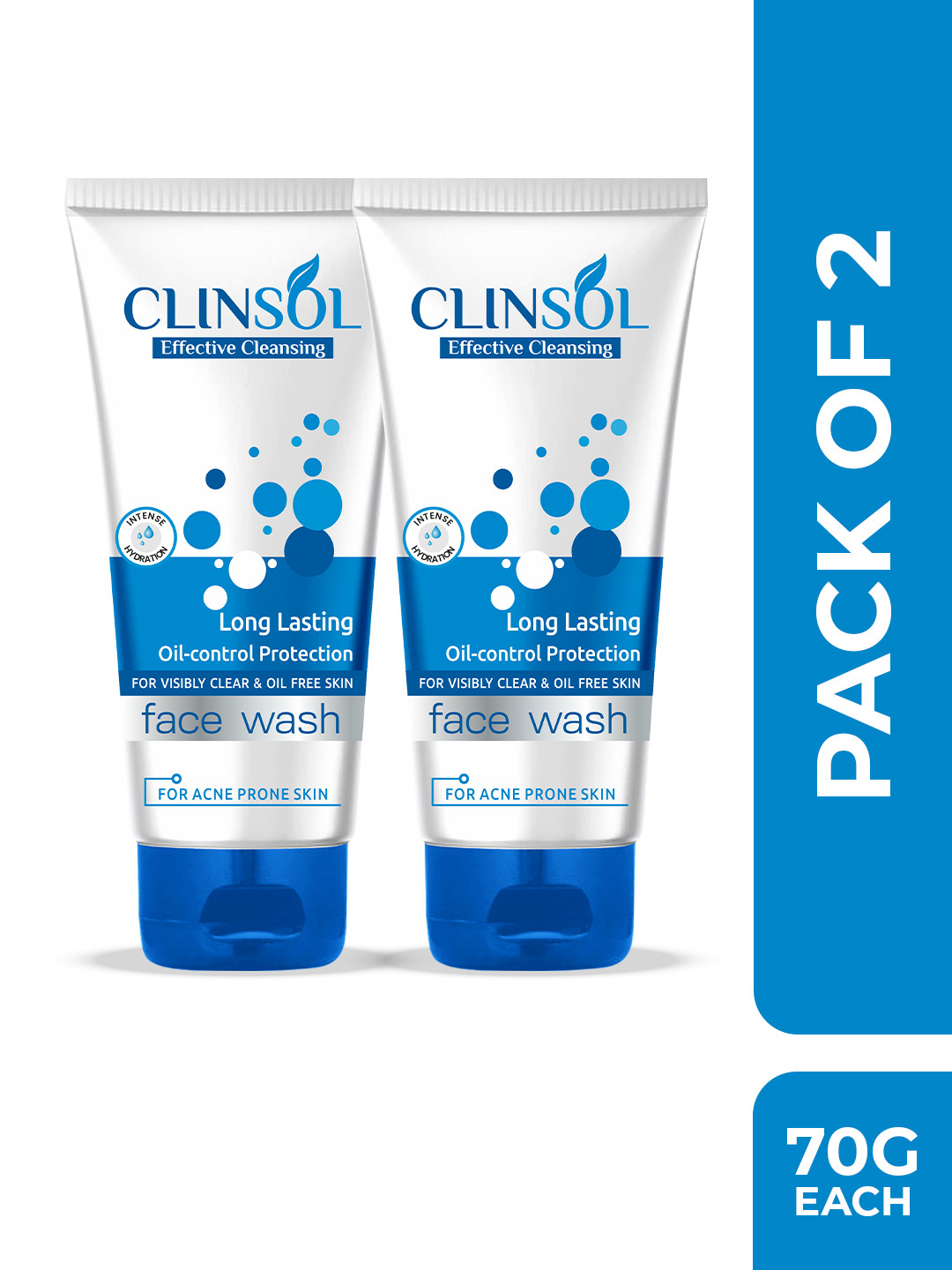 Leeford Clinsol Set of 2 Oil Control Face wash for Acne & Pimple Free Skin - 70g Each
