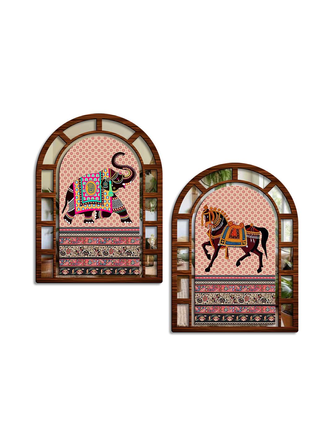 SEHAZ ARTWORKS Wood 2 Pcs Wall Living Room Rectangle Paintings Wall Art -15.47 x 11.61In