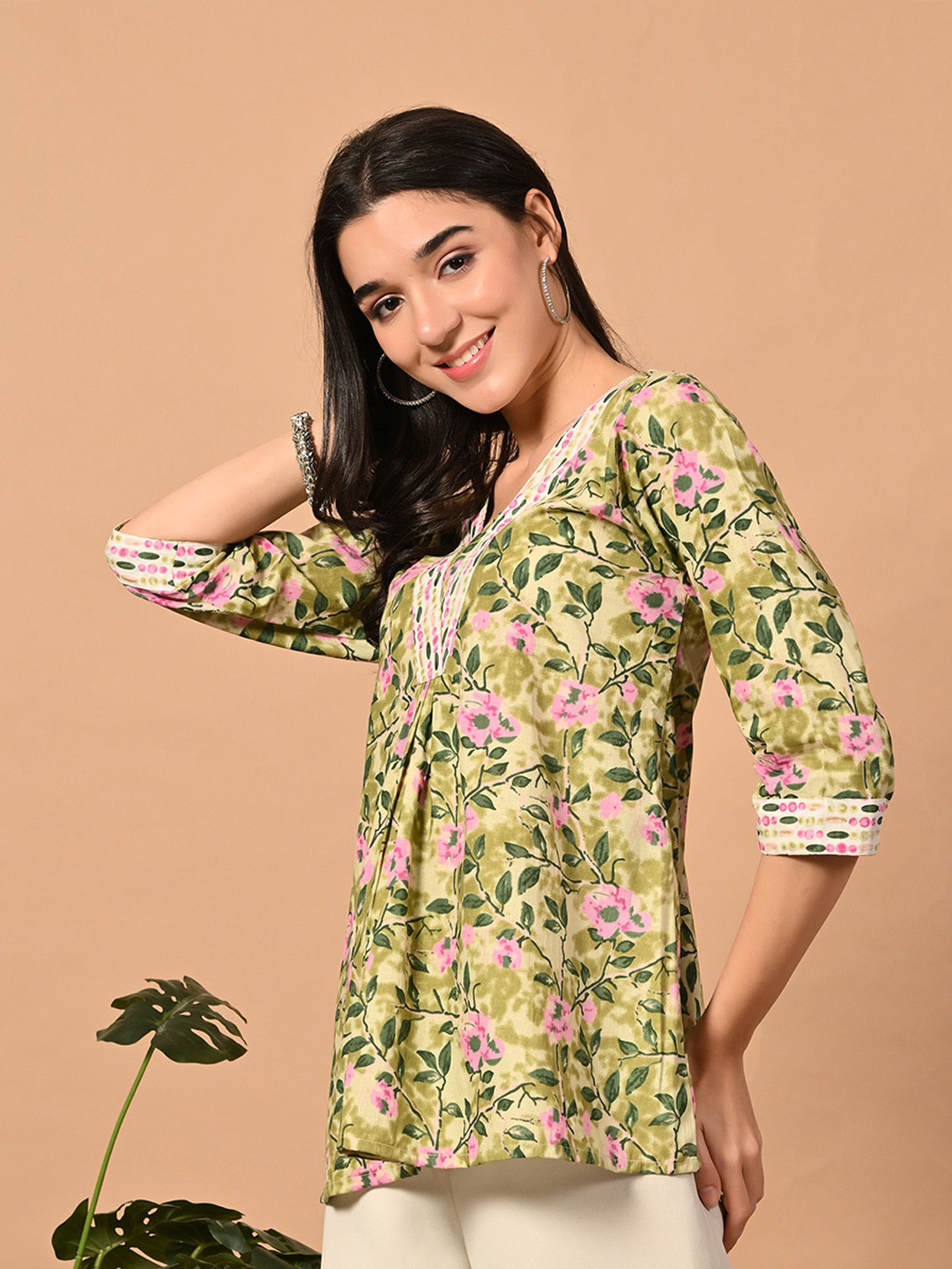 Aktasa Floral Print Cotton Top