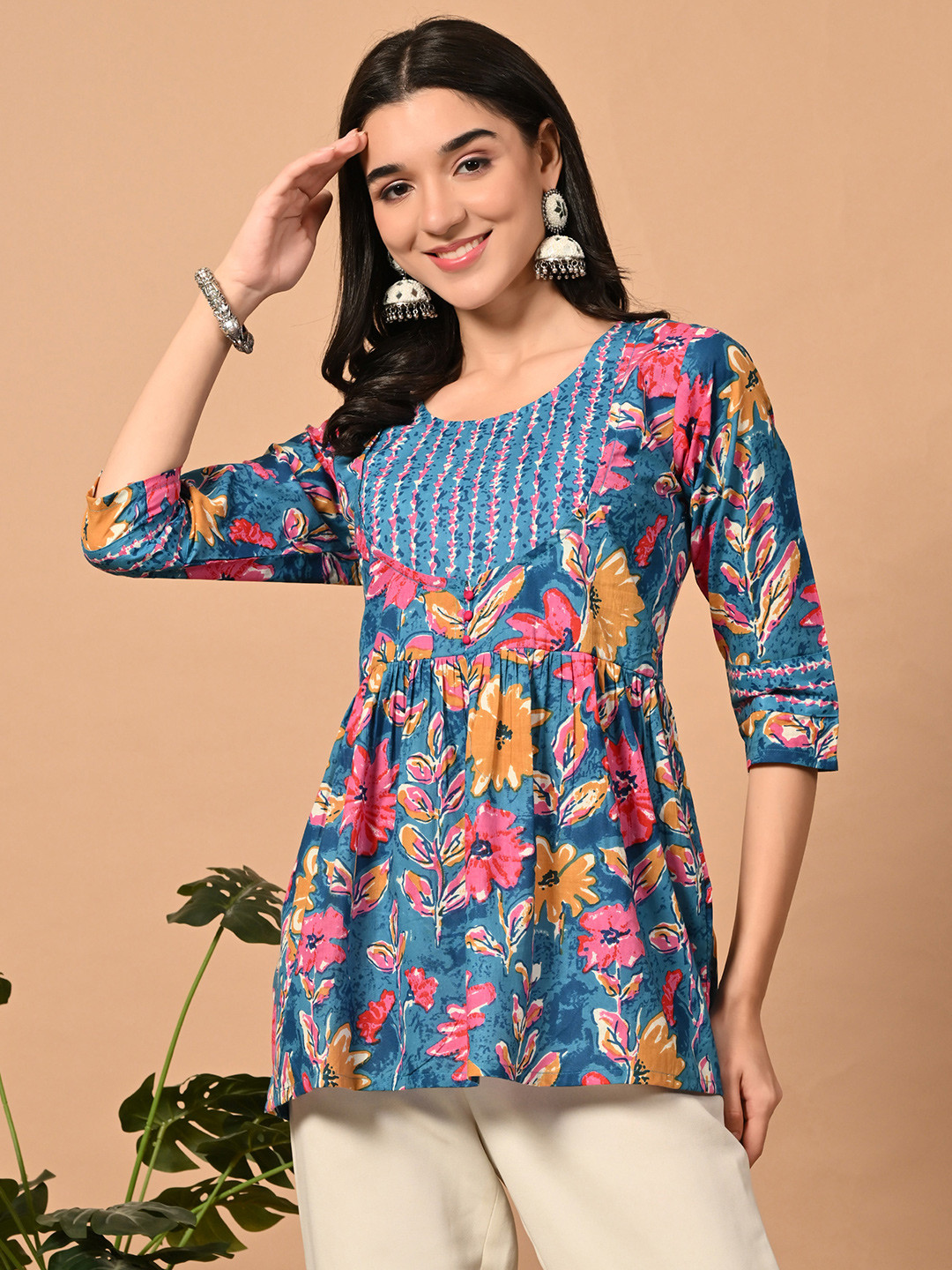 Aktasa Floral Print Cotton Top