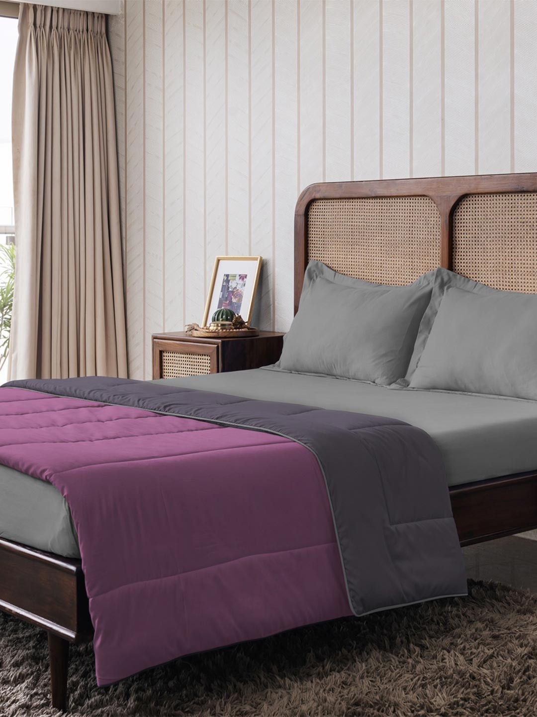 The Happy Pod Purple Microfiber AC Room 150 GSM Double Bed Comforter