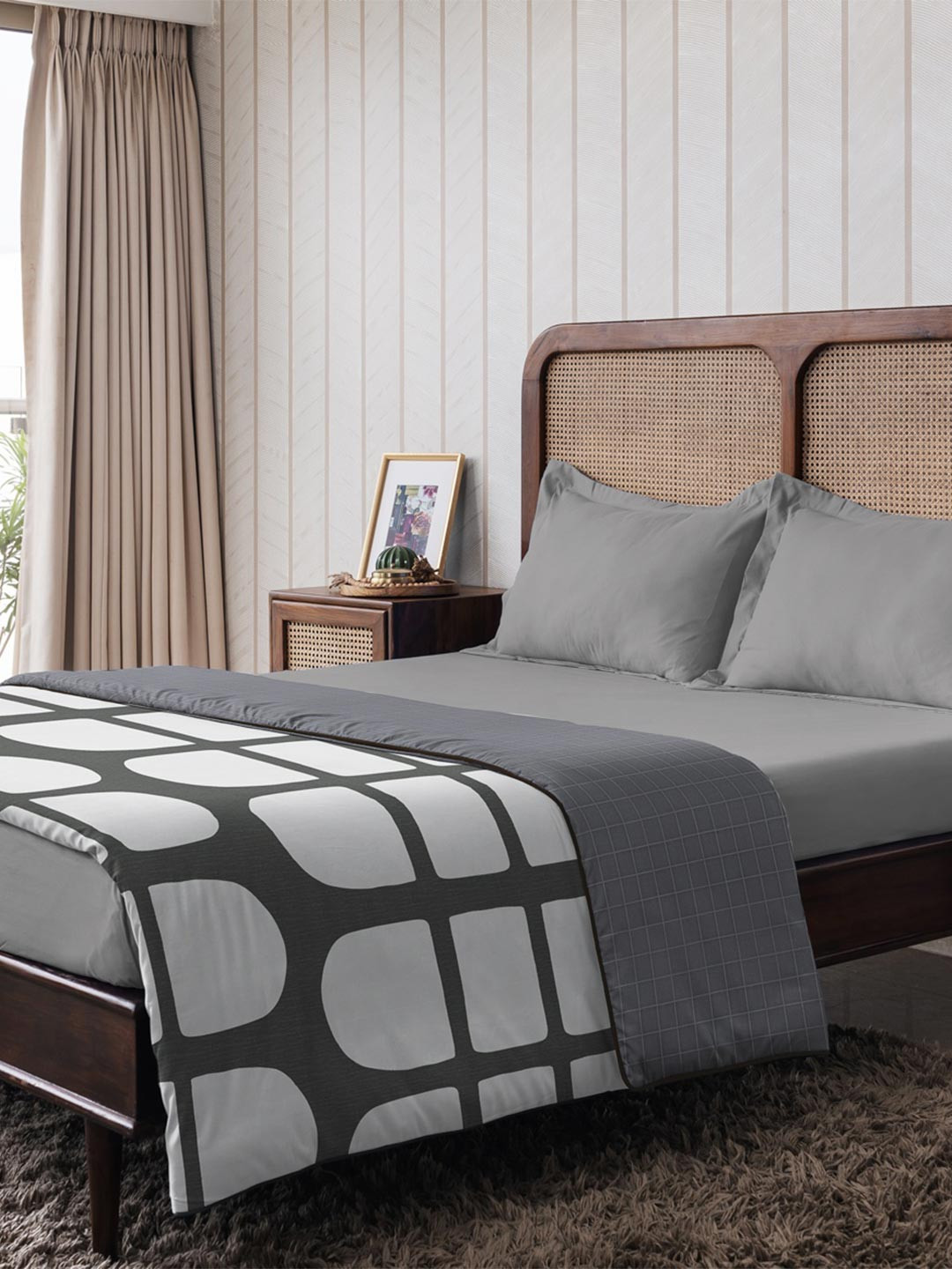 The Happy Pod Grey Microfiber AC Room 80 GSM Double Bed Dohar