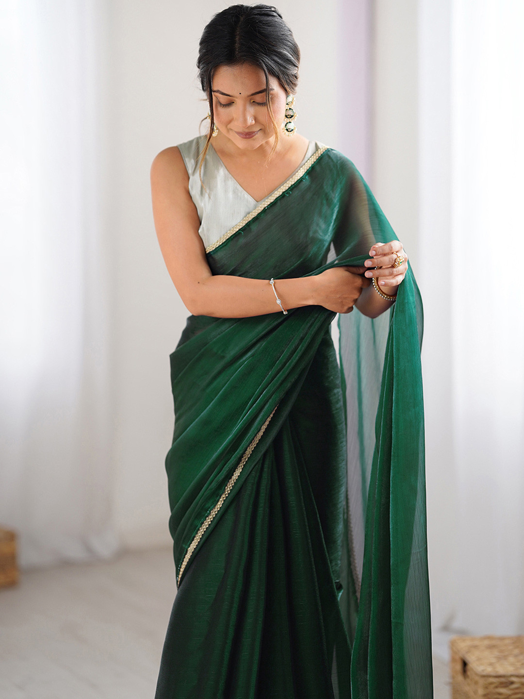 KALINI Embroidered Pure Chiffon Saree