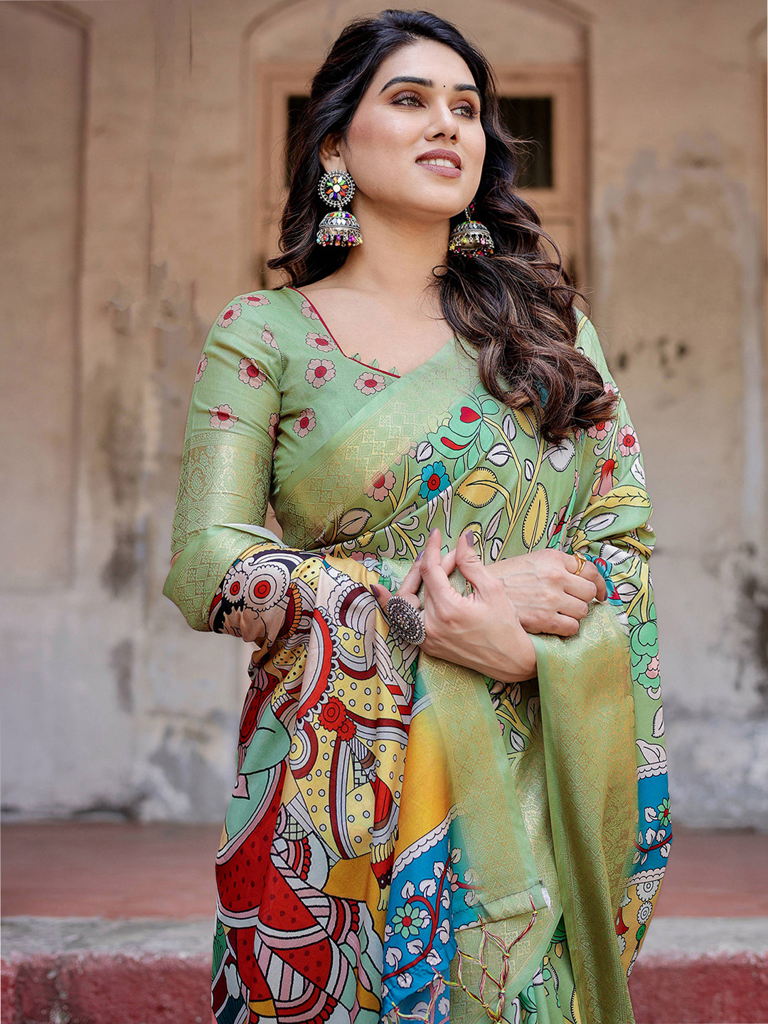 DIVASTRI Kalamkari Zari Silk Blend Paithani Saree