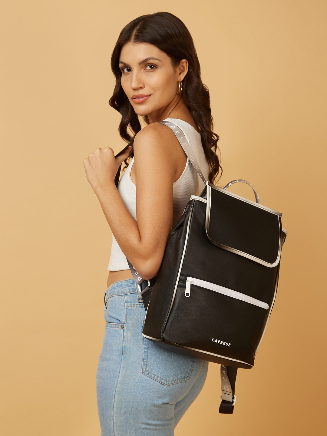 Caprese Vivian Women Black Large Fashion Backpack