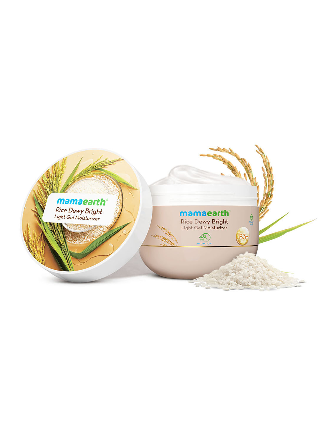 Mamaearth Rice Dewy Bright Light Moisturizing Cream With Niacinamide for Glass-Skin - 200g