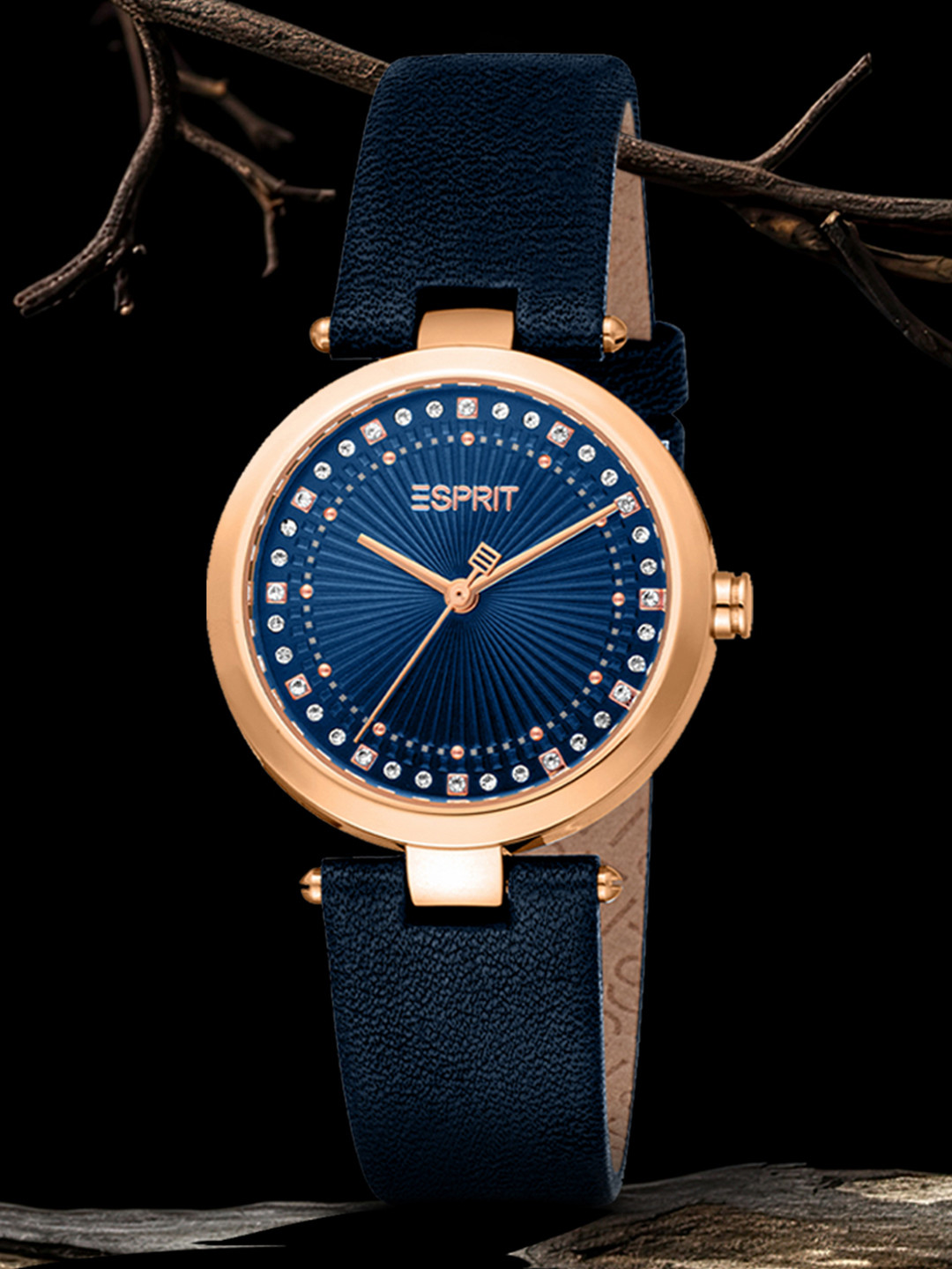 ESPRIT Autumn Women Embellished Dial & Leather Straps Analogue Watch ES1L455L0035