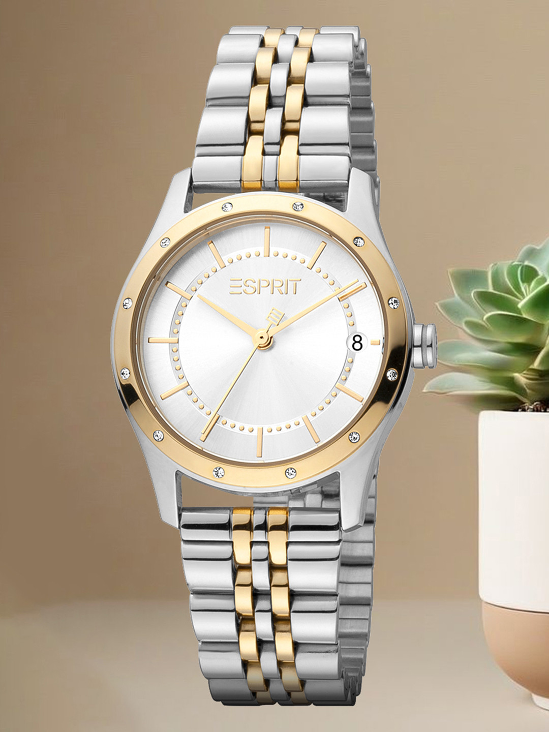 ESPRIT Nava Ii Women Embellished Dial & Stainless Steel Straps Analogue Watch ES1L223M3145