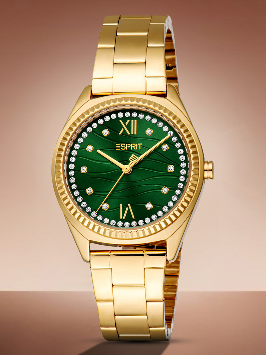 ESPRIT Uma Women Embellished Dial & Stainless Steel Straps Analogue Watch ES1L403M0065