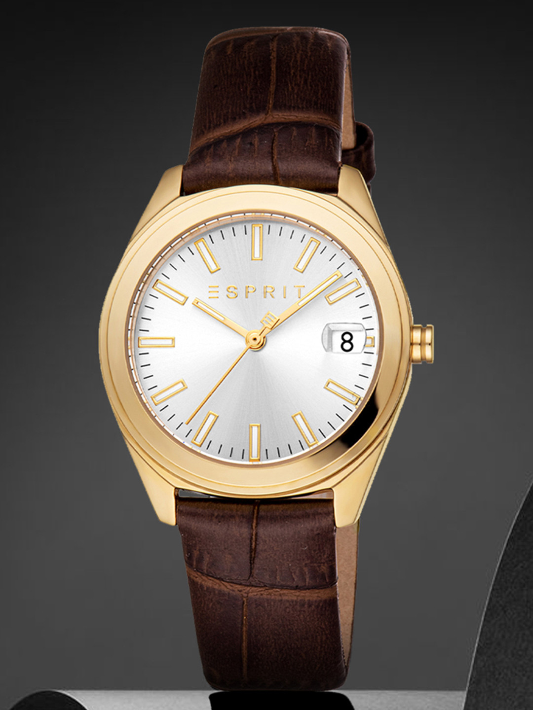 ESPRIT Women Coast Silver Dial & Leather Straps Analogue Watch ES1L346L0025