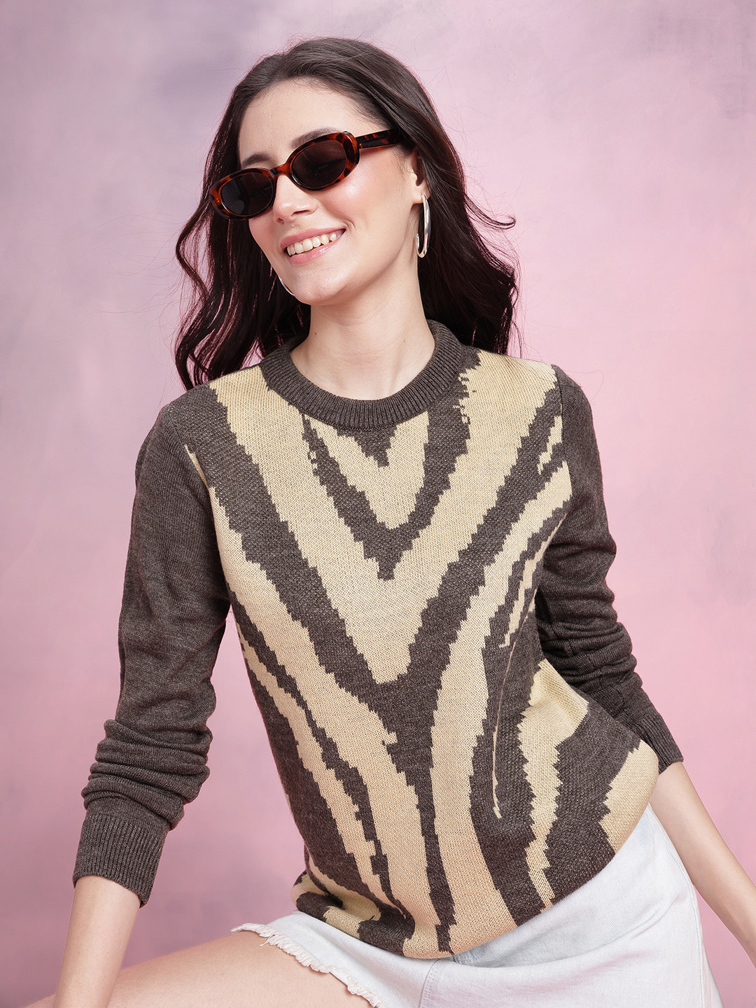 DressBerry Chevron Design Knitted Pullover