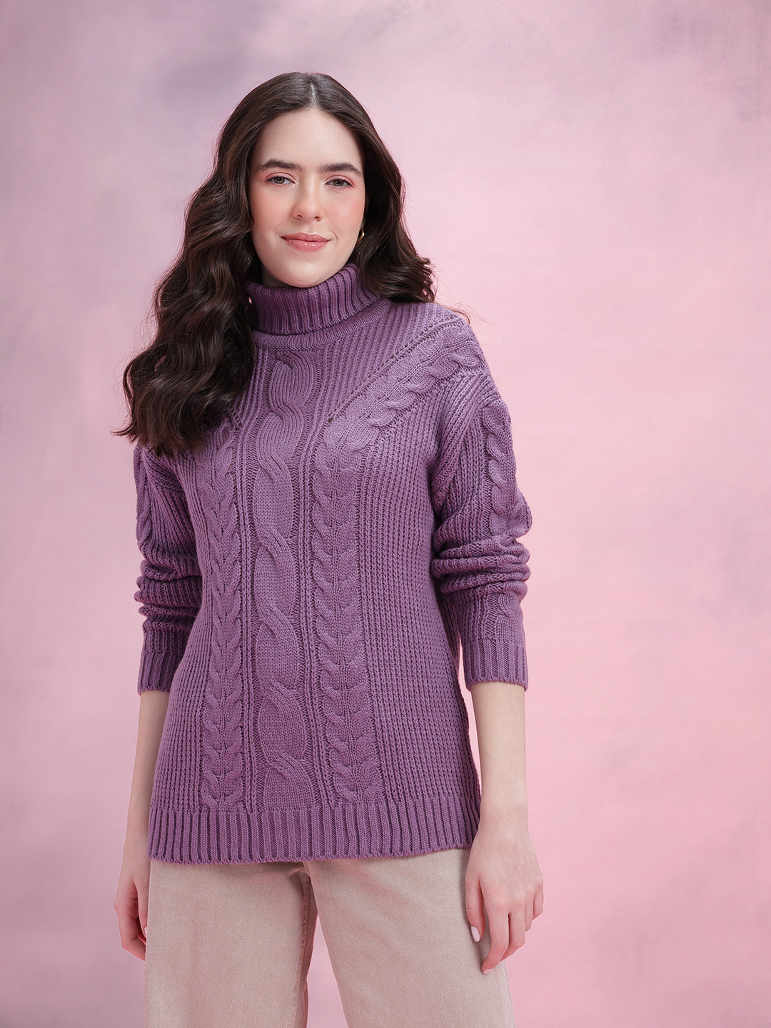 DressBerry Ribbed Cable Knit Acrylic Pullover