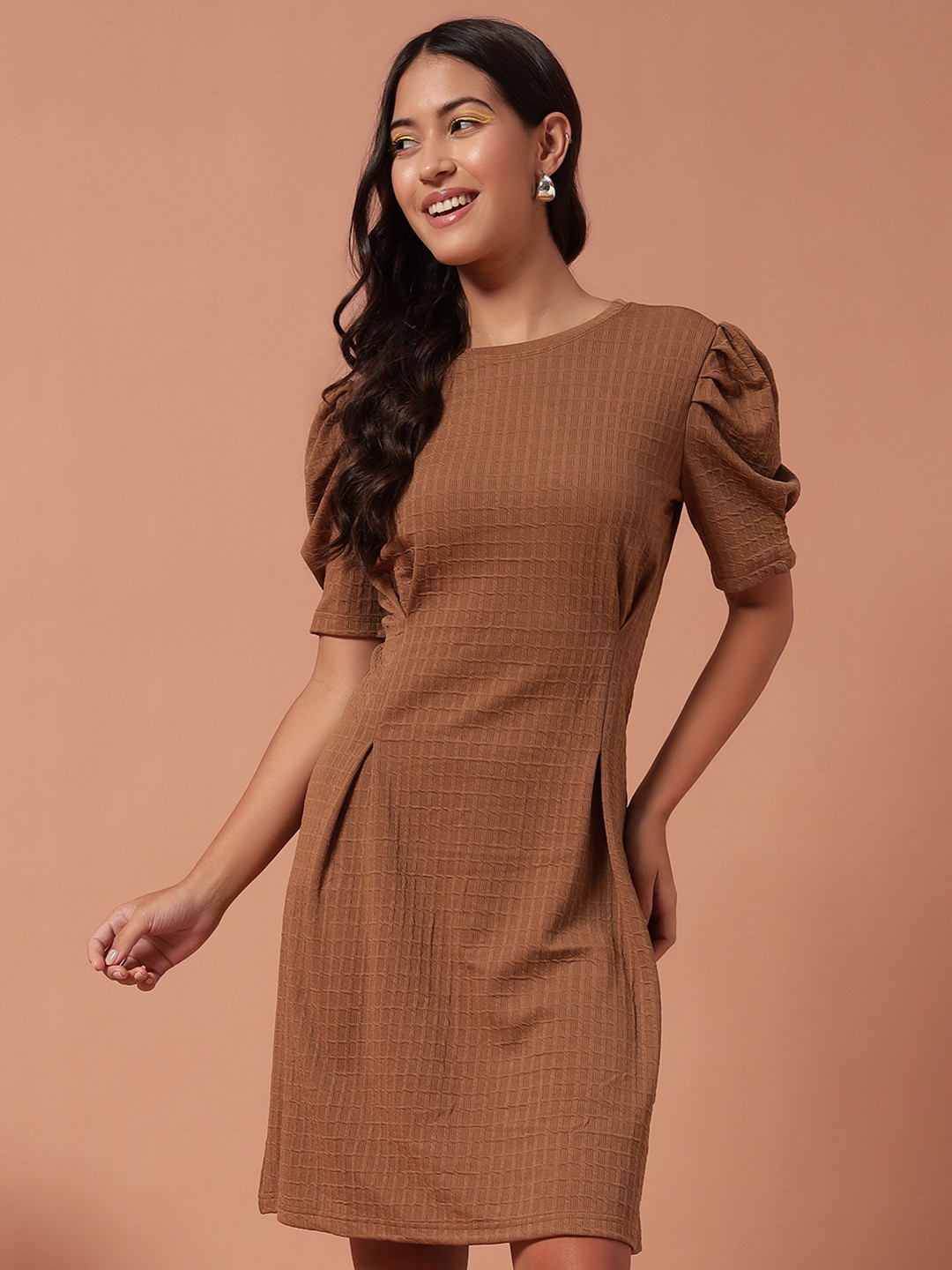 The Dry State Striped Puff Sleeve A-Line Dress
