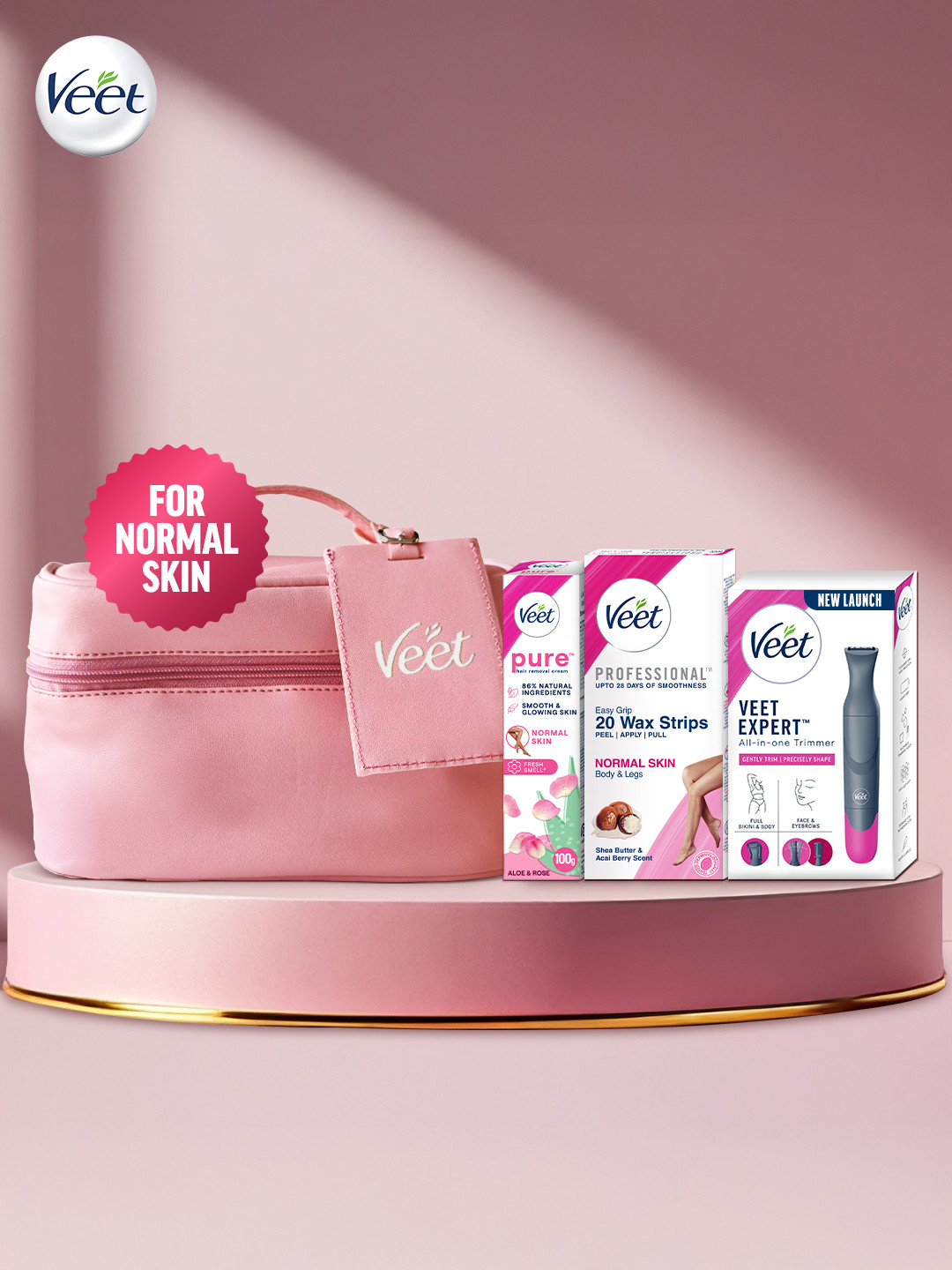 Veet 3-in-1 Normal Skin Hair Removal Kit With Vanity Pouch