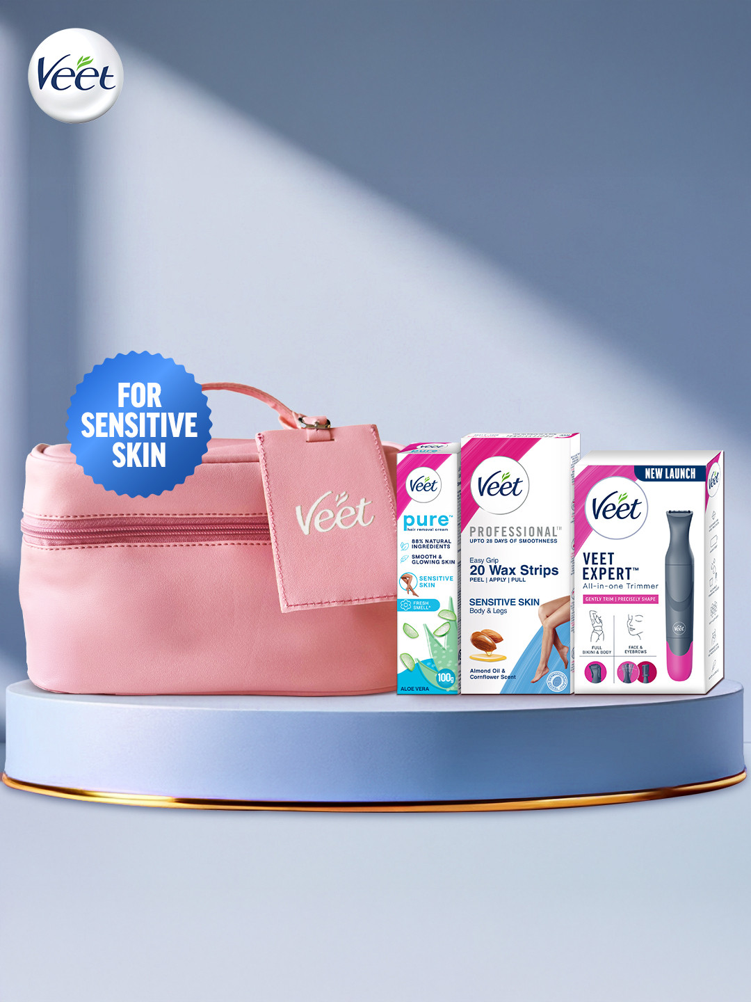 Veet 3-in-1 Sensitive Skin Hair Removal Kit With Vanity Pouch