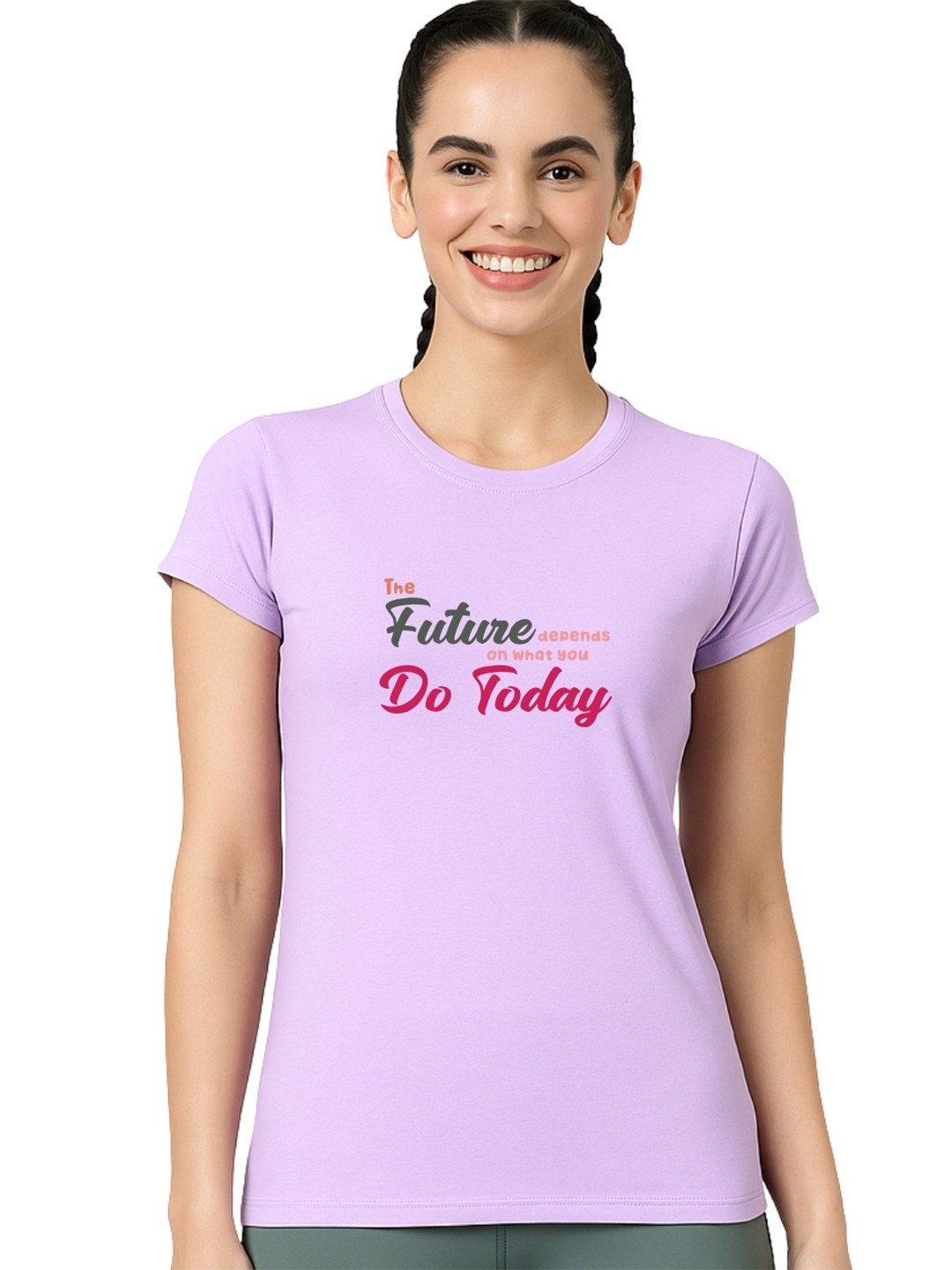 TREERANGA Women Typography Printed Pure Cotton T-shirt