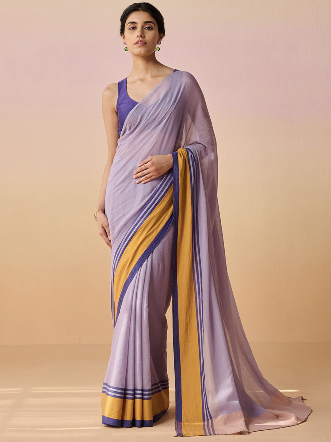 Dressfolk Rangini - Lavender Soft Pure Cotton Saree