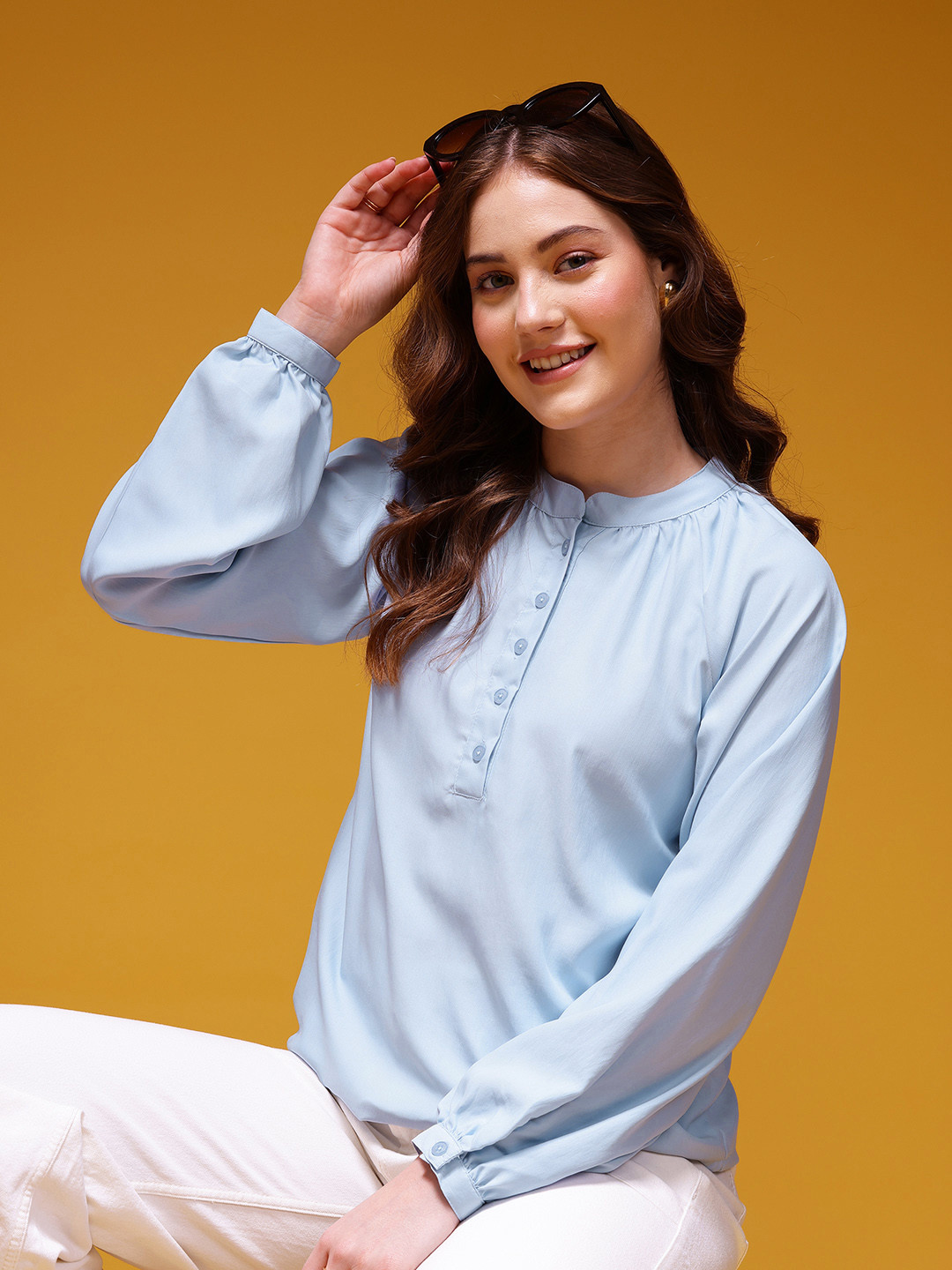 HERE&NOW Mandarin Collar Shirt Style Top