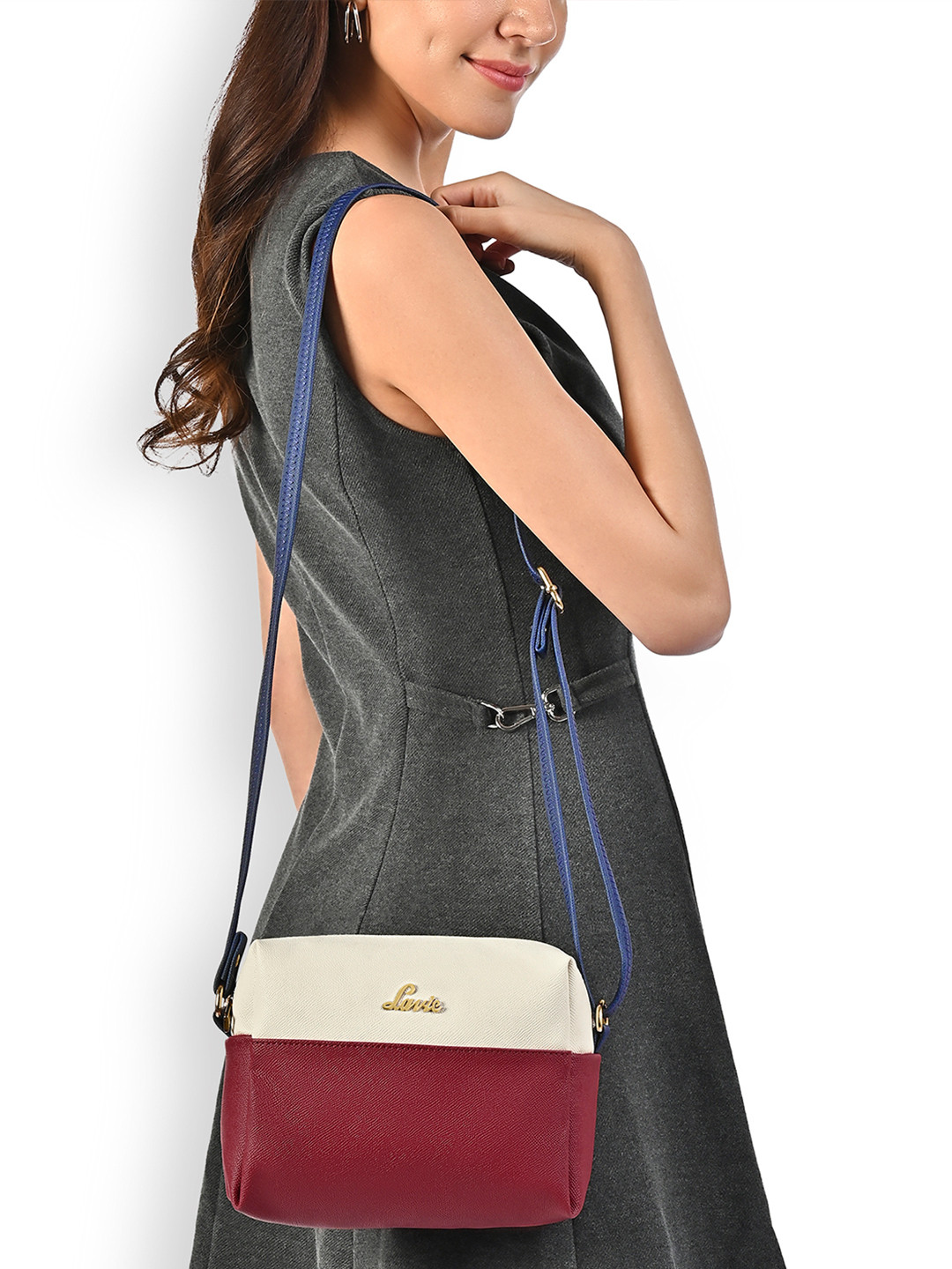 Lavie Women Colourblocked Structured Leather Sling Bag