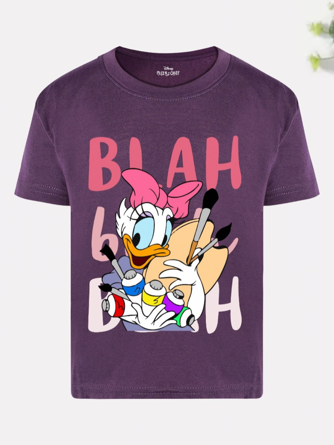 Disney By Miss and Chief Girls Daisy Duck Bio Finish Graphic Printed Cotton T-shirt