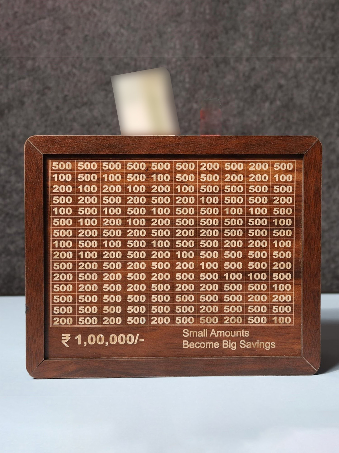 OPINA 100000 Rupees Savings Money Box Brown Wood Natural Living Room Medium Showpiece - 3.1 Inches