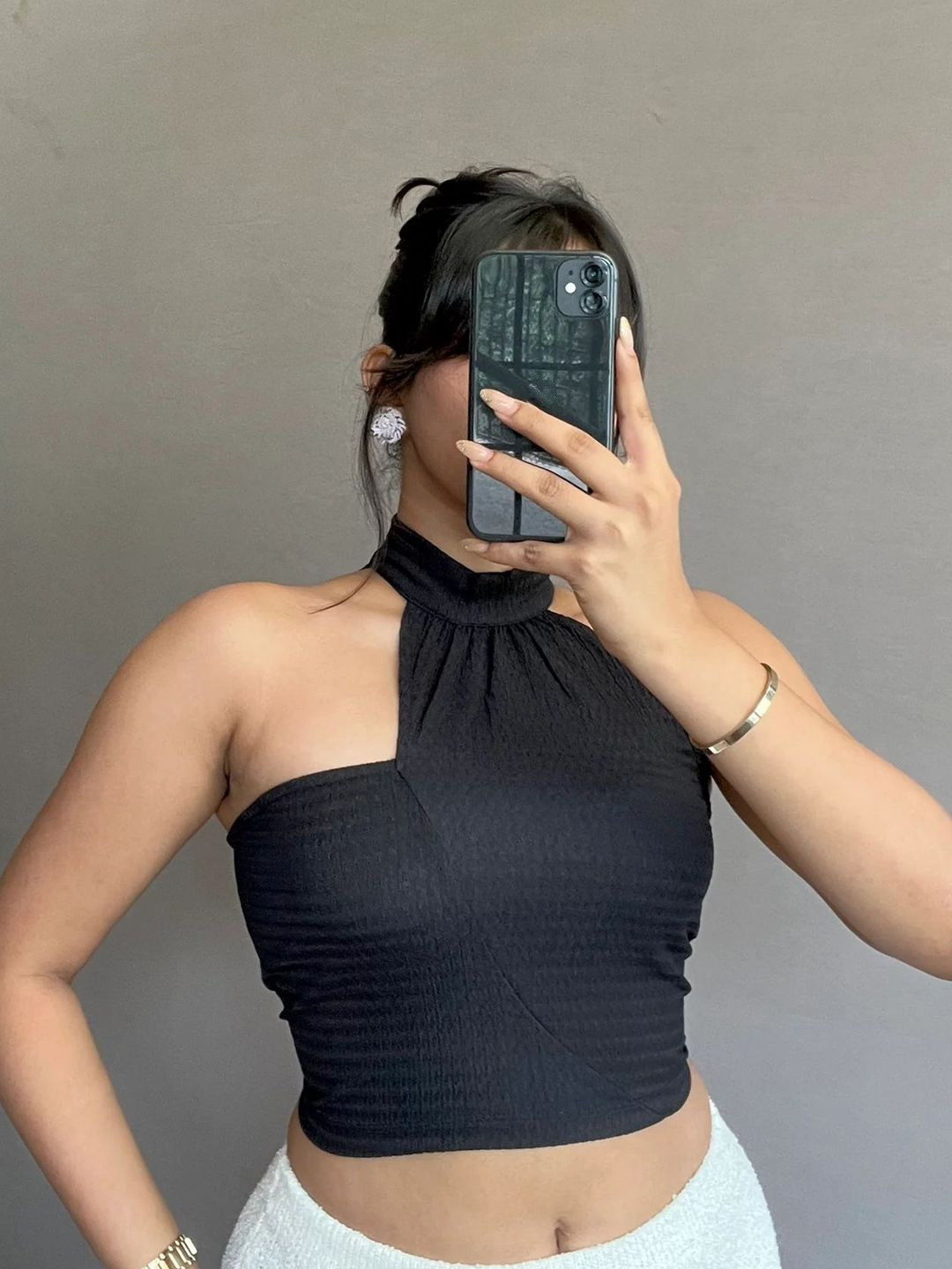 Off Duty India Women Unique Chic Irregular Halter Neck Top