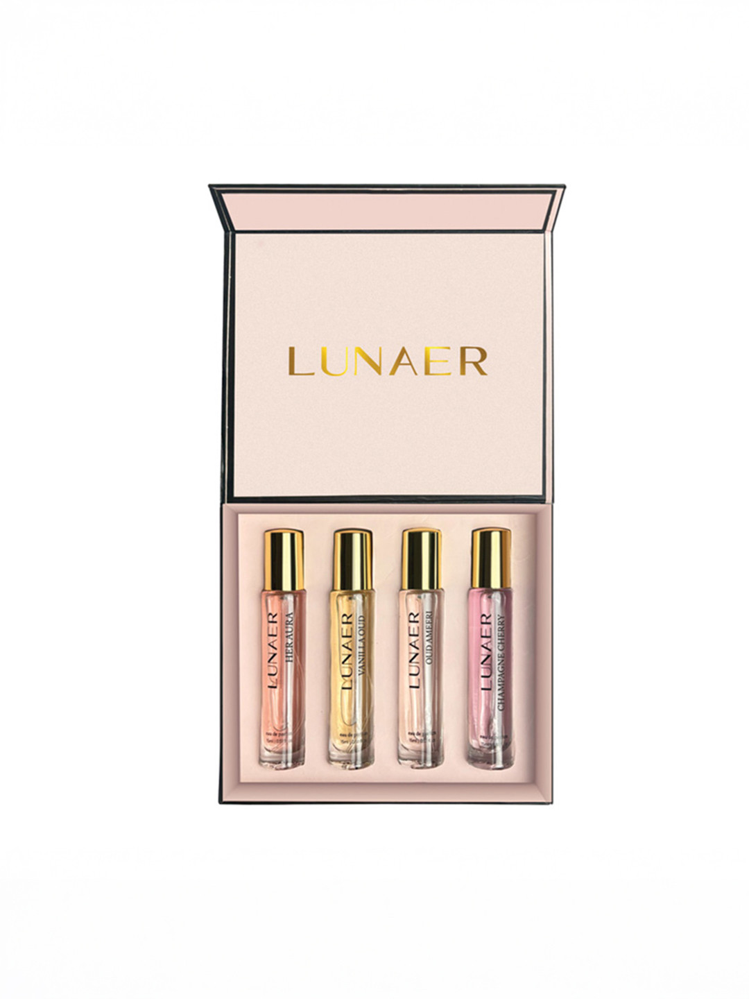 LUNAER Set Of 4 Vanilla Oud, Her Aura, Oud Ameeri & Champagne Cherry EDP  15 ml Each