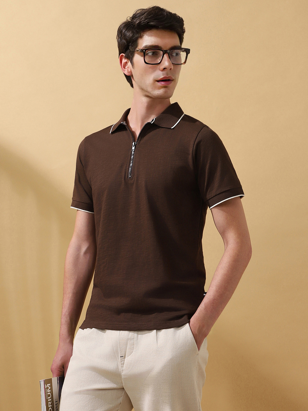Dennis Lingo Men's Solid Polo Collar Half Sleeves T-shirt