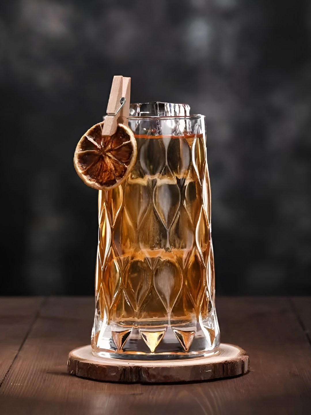 MELBIFY Transparent Set of 6 Leaf Design Juice Glass 350ml