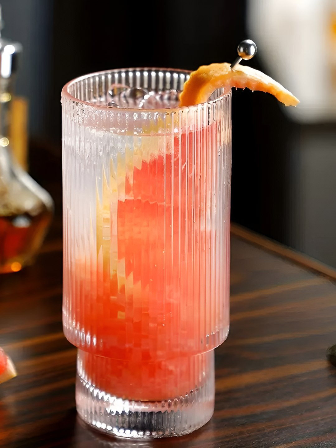 MELBIFY Transparent Set of 6 Ribbed Design Juice Glass 350 ml