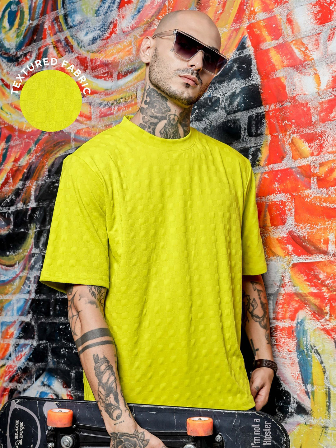 House of Koala Unisex Textured Oversized Round Neck T-shirt