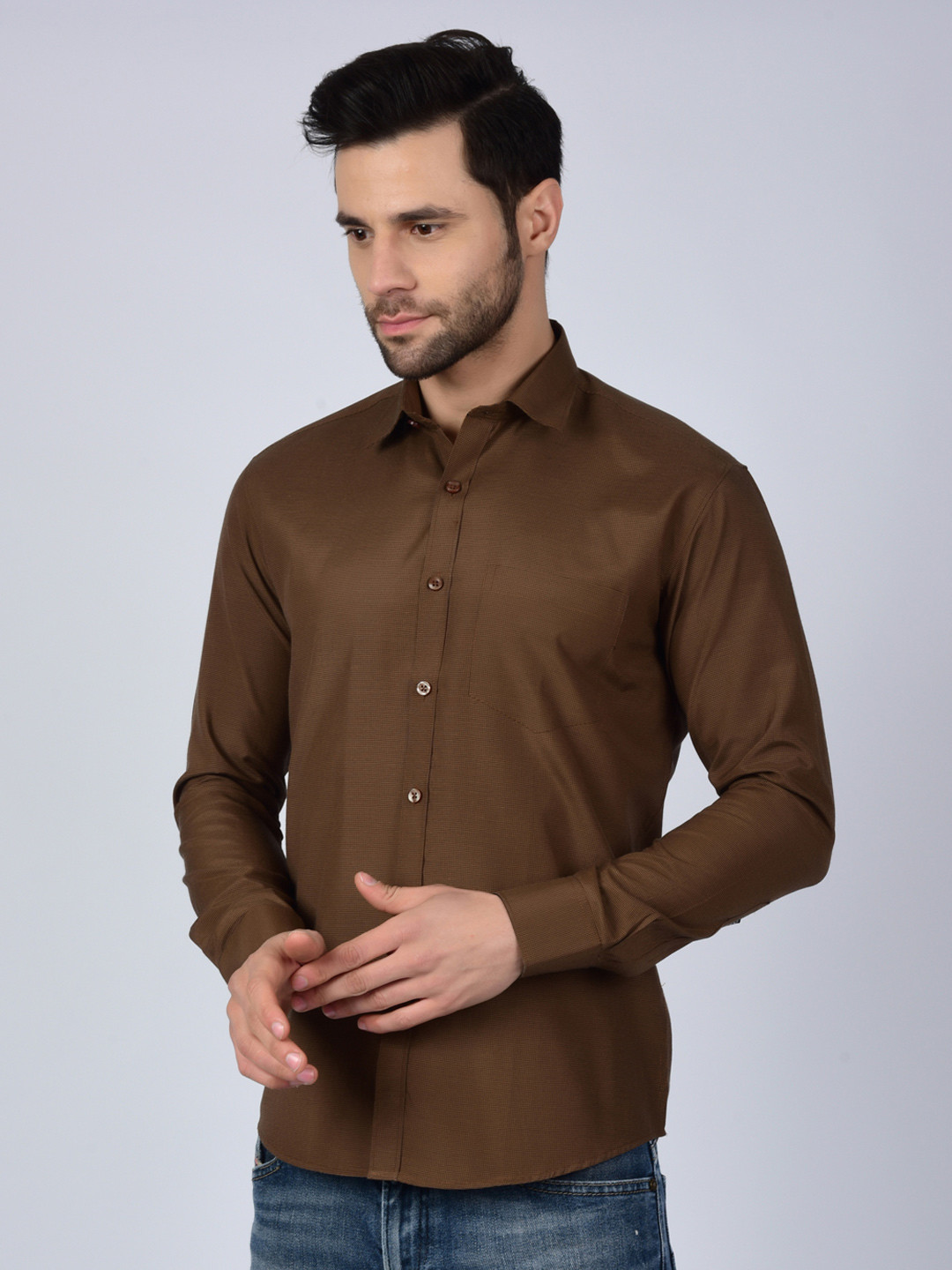 Heed Attentive Men Regular Fit Mini Checked Cotton Formal Shirt