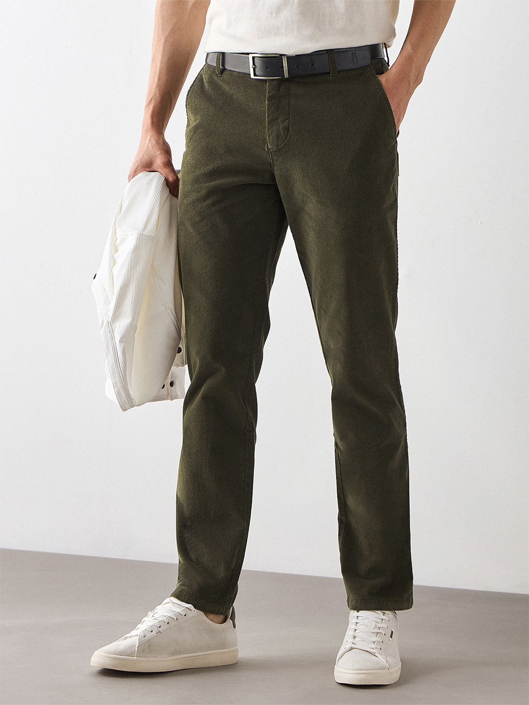 Red Flame Men Corduroy Relaxed Fit Mid-Rise Trousers