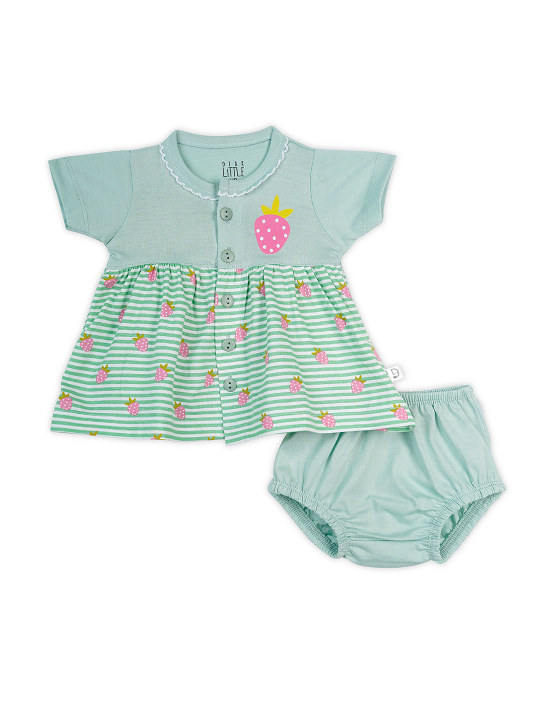 Dear Little Girls Stripped Graphic Print A-Line Dress With Brief